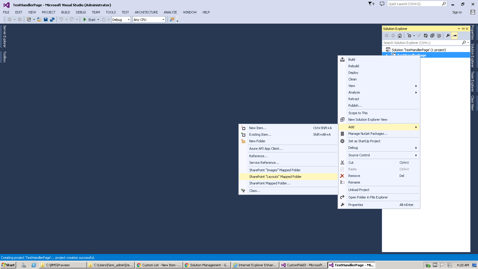 Sharing Point Create a Handler Page to Call Methods from Class file to