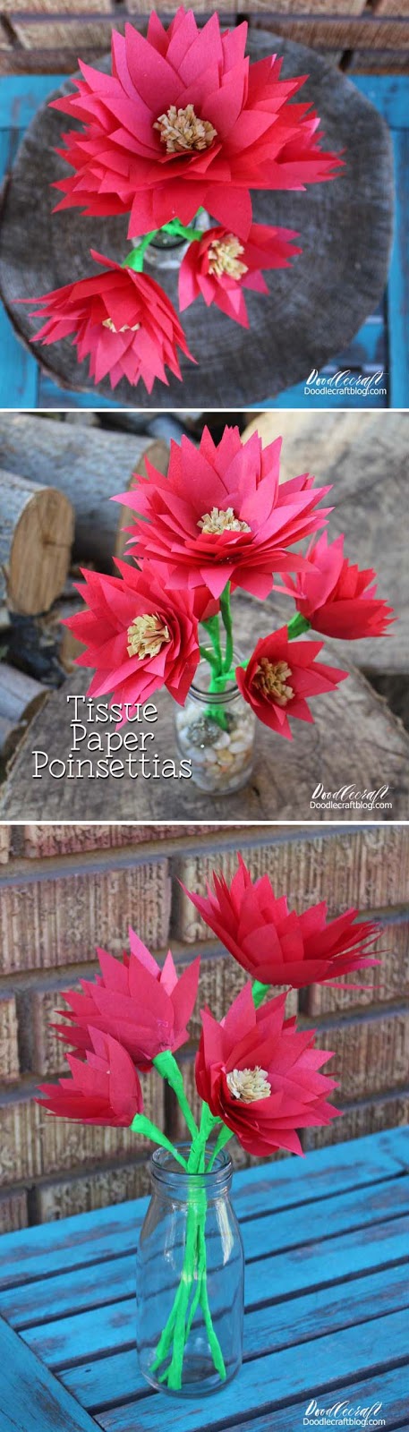 Diy Tissue Paper Poinsettia Centerpiece