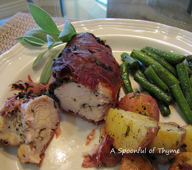 Prosciutto Wrapped Chicken with Sage Butter with Green Beans