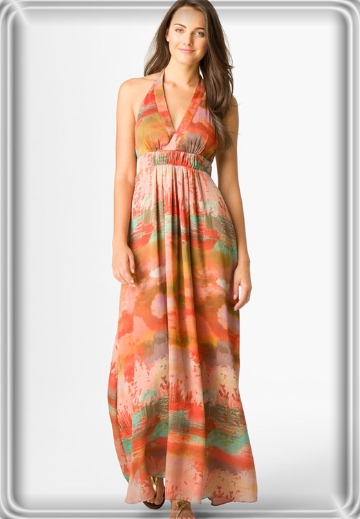Stylish Dresses: Jessica Simpson Printed Halter Maxi Dress