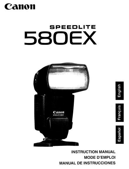 Canon Speedlite 580EX User Guide / Manual Downloads