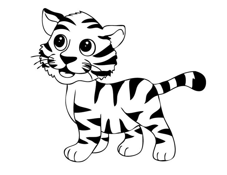 Tranh tô màu con hổ đáng yêu