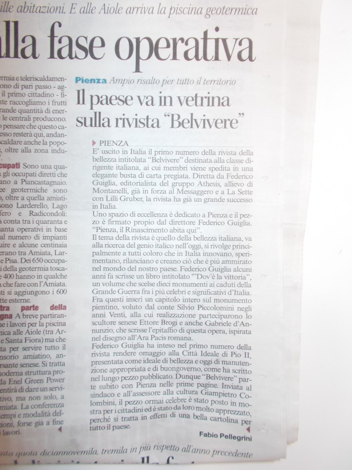 Fabio Pellegrini Notizie dalla Val d'Orcia