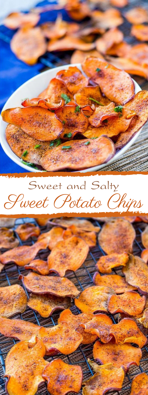 Sweet and Salty Sweet Potato Chips #snack #vegetarian
