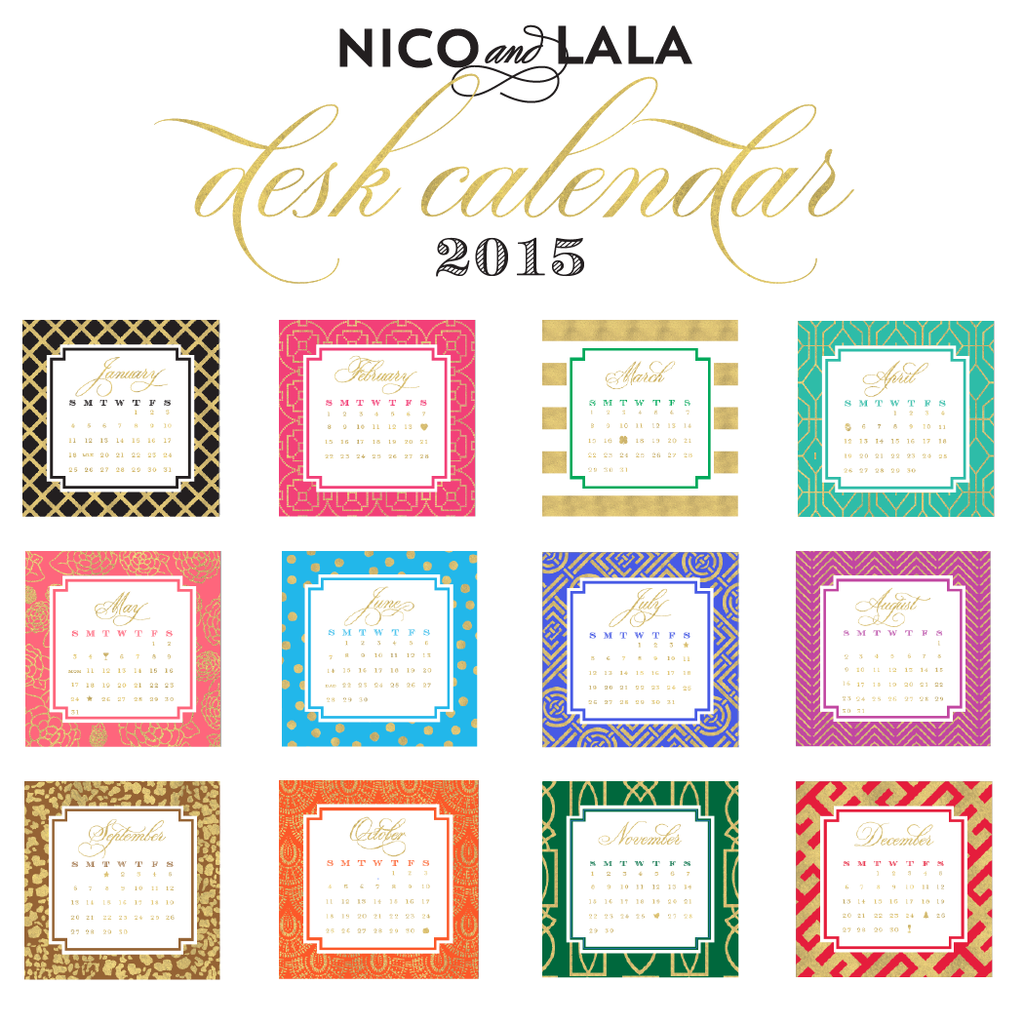 Nico And LaLa Gold 2015 Desk Calendar Nico And LaLa Gold 2015 Desk Calendar