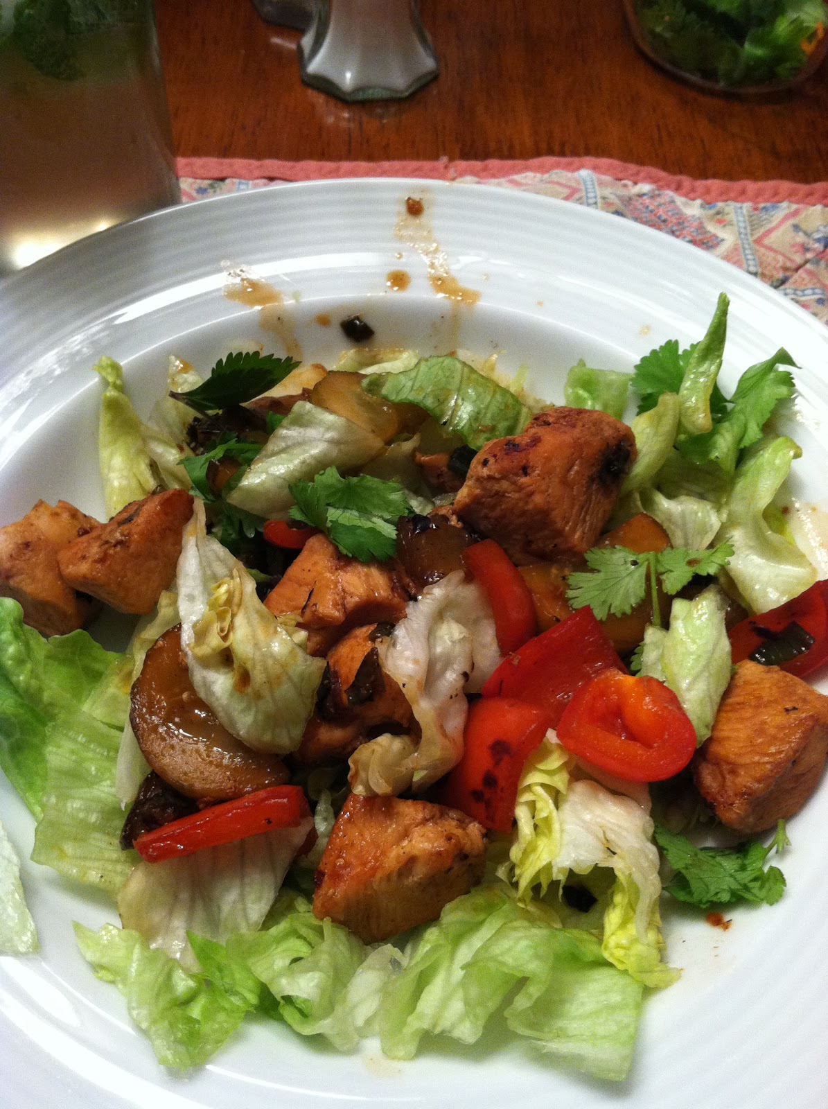 Creative Me Glutenfree Warm Thai Chicken Salad, Thai Cabbage and Mojito