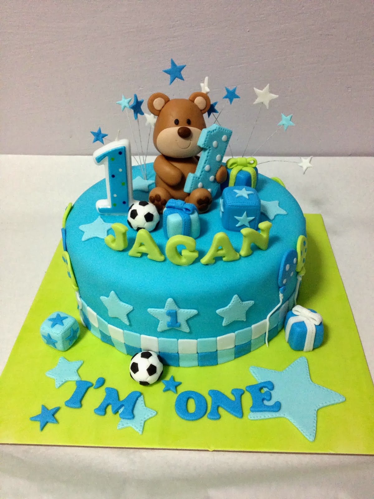 birthday 1st happy cake jagan bear teddy cakes oven creations fondant