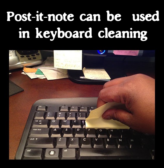 Post-it-note keyboard cleaning