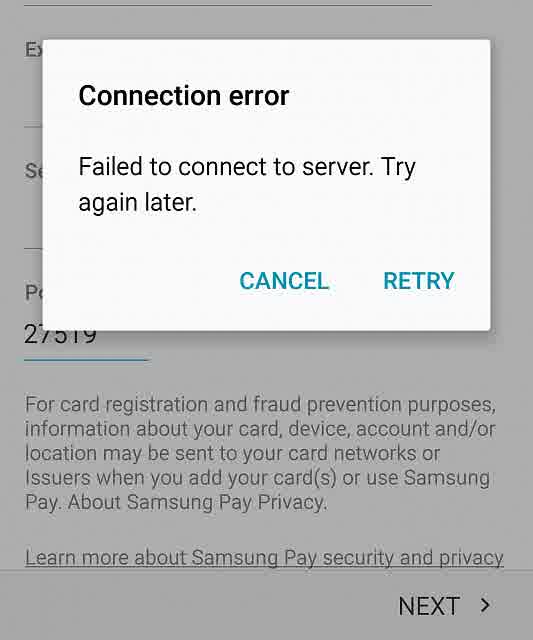 Connection failed. Retry перевод. Samsung pay выдает ошибку. The VPN connection failed due to unsuccessful domain name Resolution. Try failed перевод