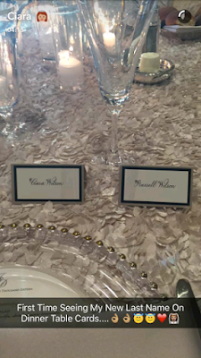 4 Ciara happily shares a dinner table card that has her new surname