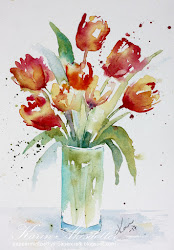 loose watercolor tulips watercolors sunday painting papercraft akvareller blomma konst akvarell