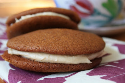 My grandmother's soft molasses cookies made as whoopie pies