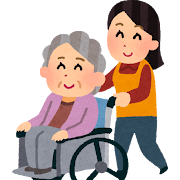 介護のイラスト「車椅子のおばあさん」