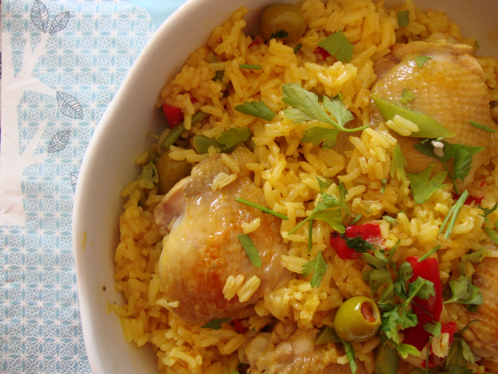 As Minhas Receitas: Arroz de Frango com Açafrão, Feijão Verde e Pimento