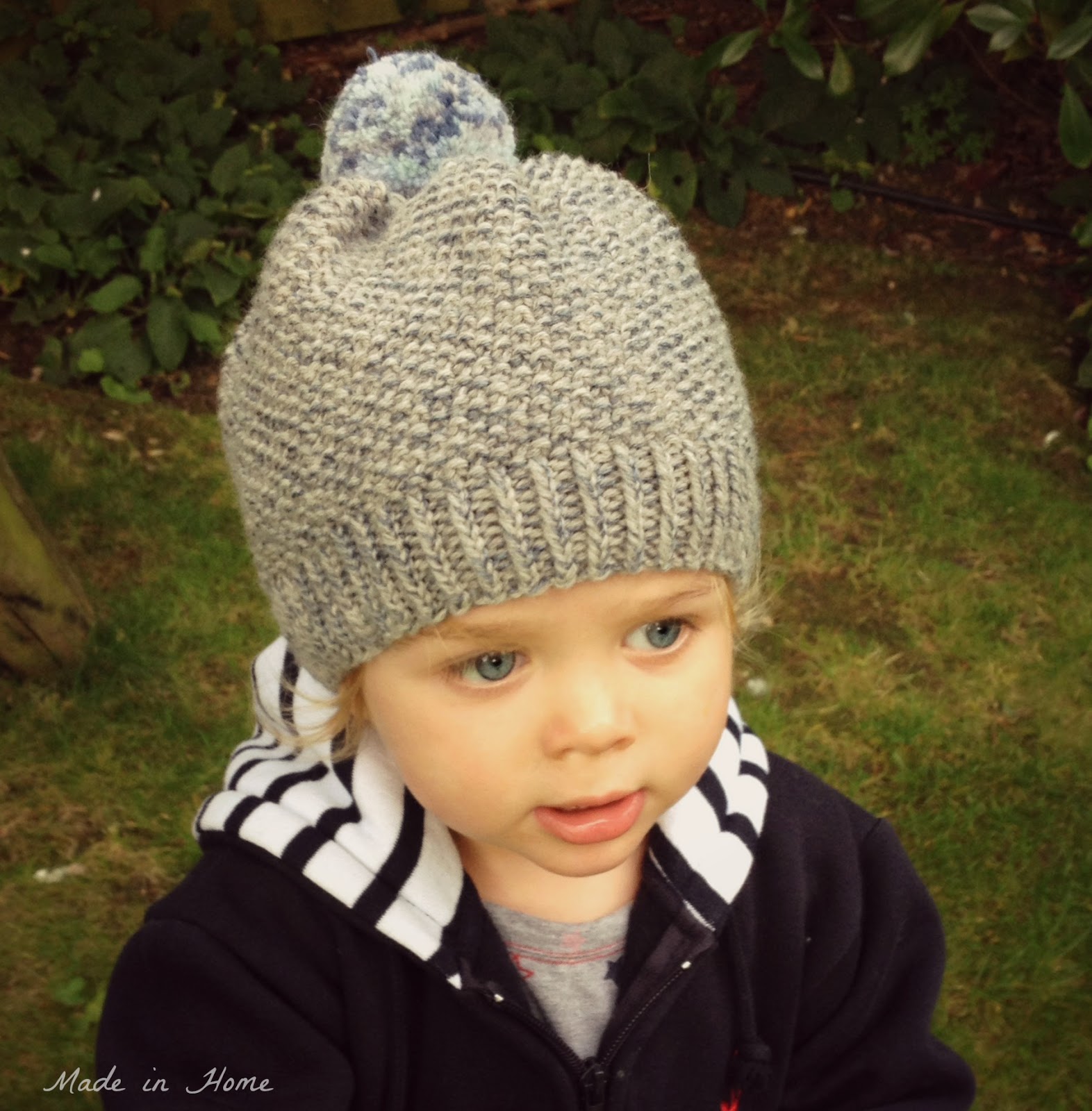 Made in Home Toddler Pompom Beanie Hat A free pattern {Knitting}