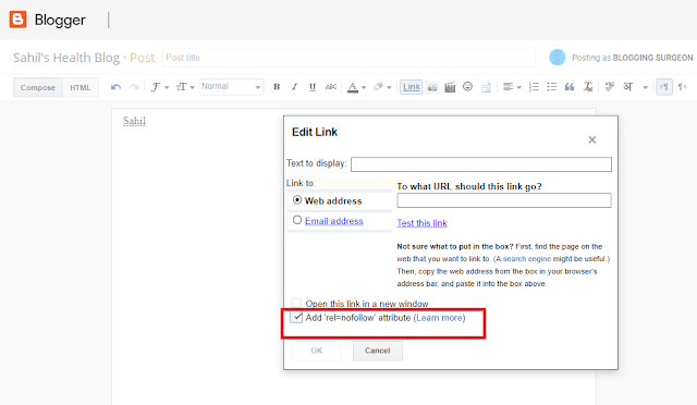 Add Nofollow Attribute in Blogspot (Blogger)