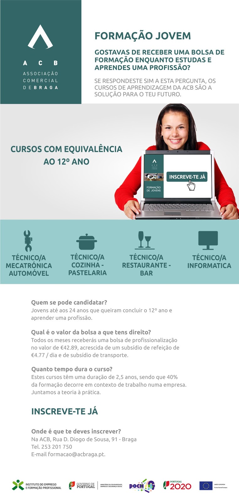 Cursos financiados para jovens em Braga