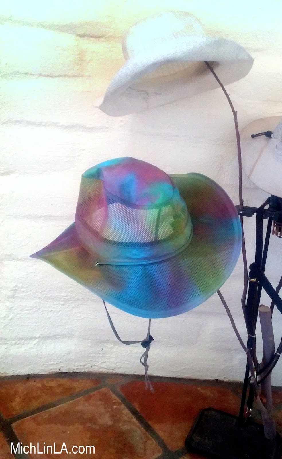 Mich L. in L.A. Colorful Spray Paint Sun Hats!