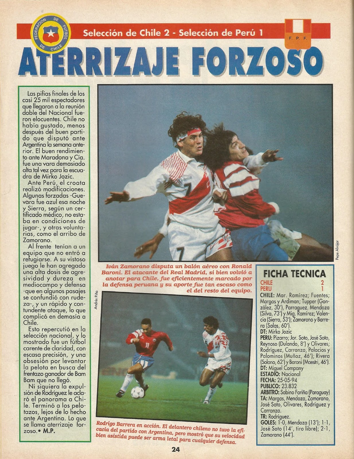 Partidos de la Roja [25/05/1994] ChilePerú 21