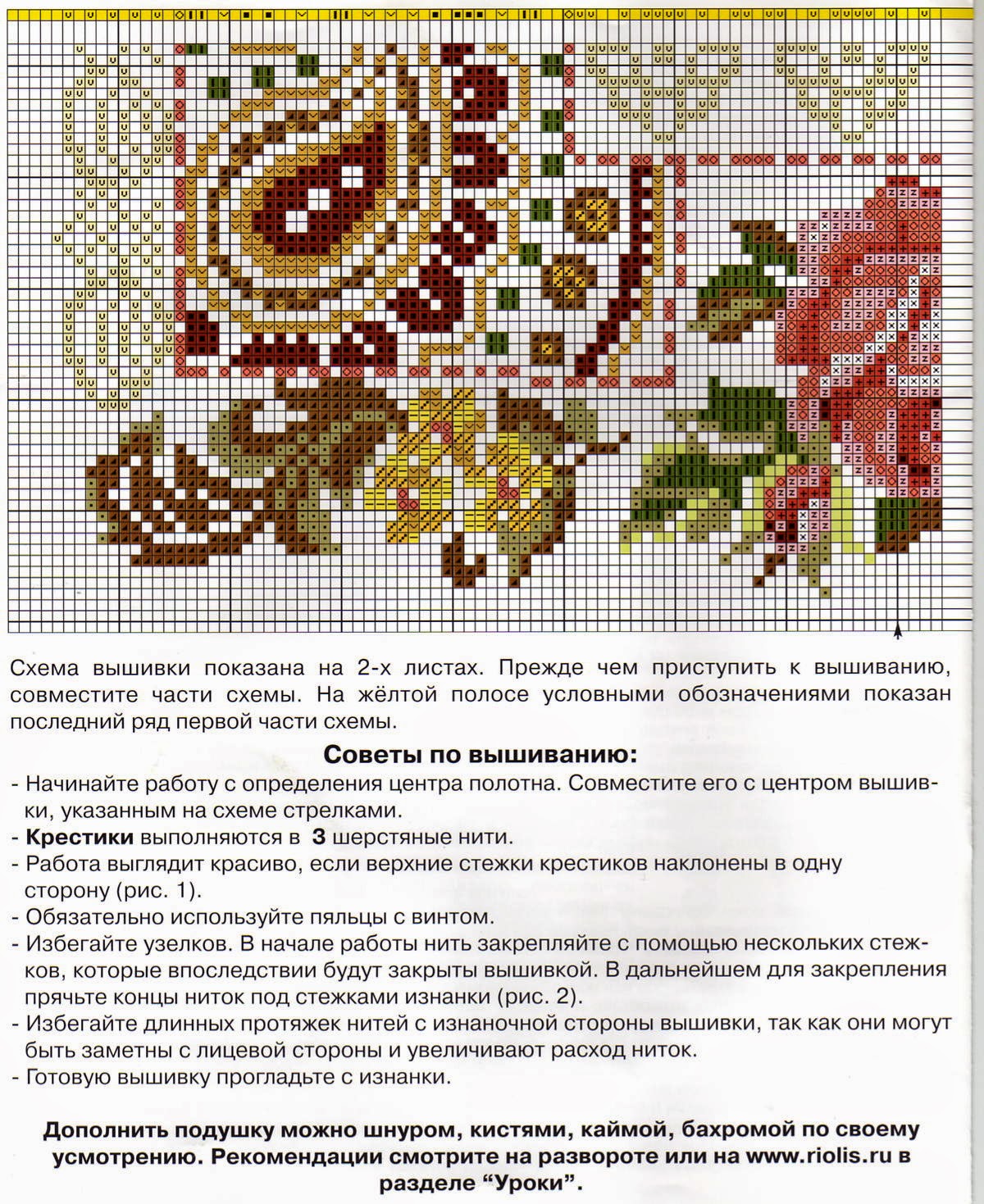 Схемы вышивки крестом подушек