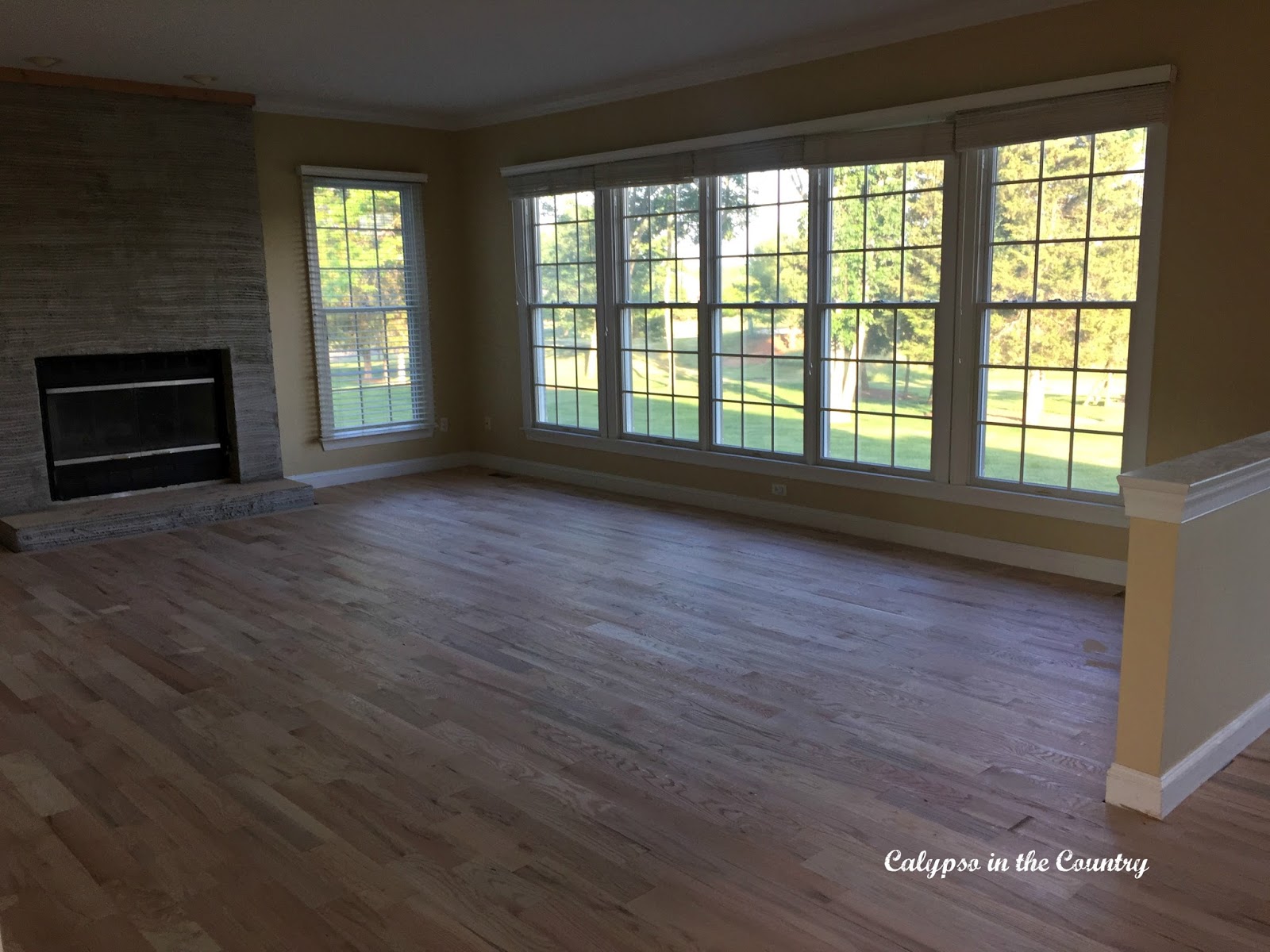 Family Room with Hardwood Floors Installed (before staining)
