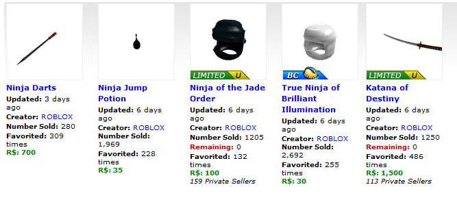 Roblox News: Ninja Items!