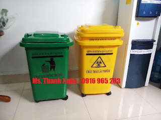 thùng rác sinh hoạt 15 lít màu xanh lá, màu vàng