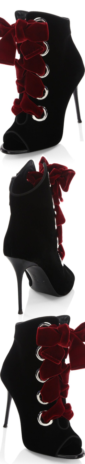 Giuseppe Zanotti Mistico 105 Lace-Up Velvet Peep Toe Booties