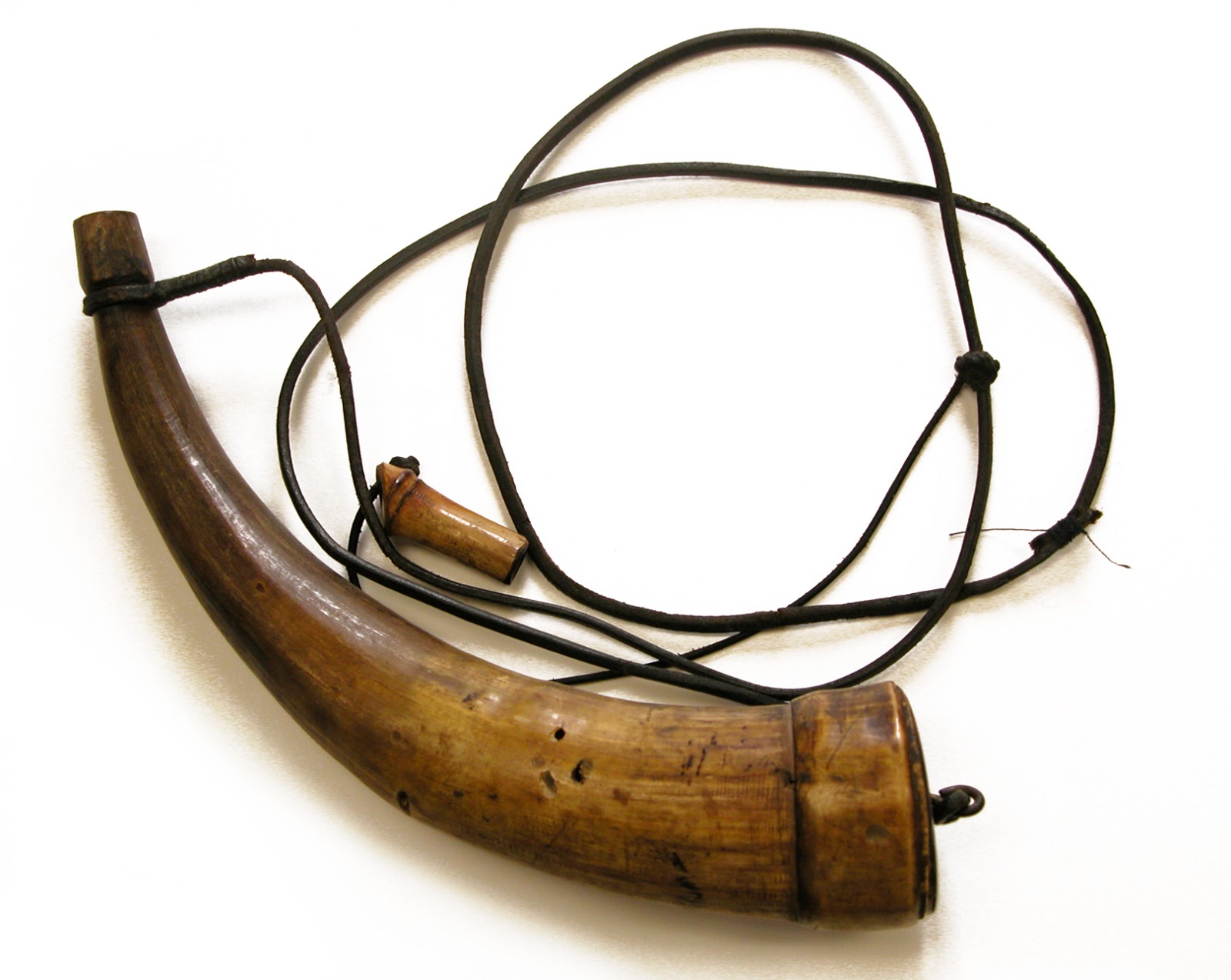 Antique Powder Horn with Cane Powder Measure For The Love Of Contemporary