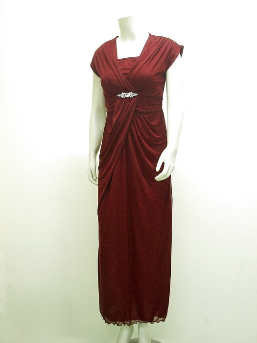 Nice Romance Maxi Gaun High Twist Import | LC-3599-Maroon ~ Gaun Pesta