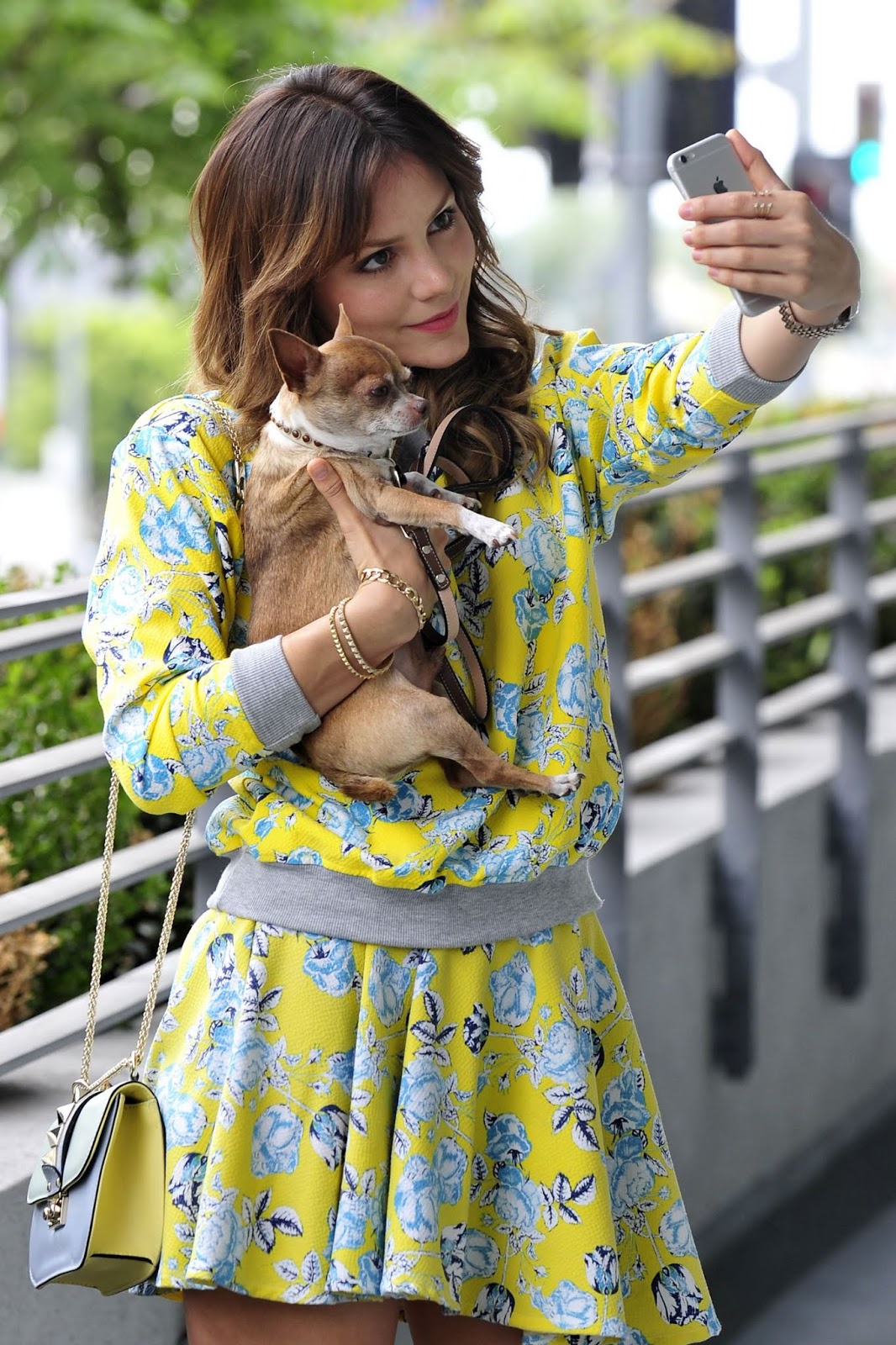 Katharine McPhee – Candid Photoshoot with her Dog outside an Office
