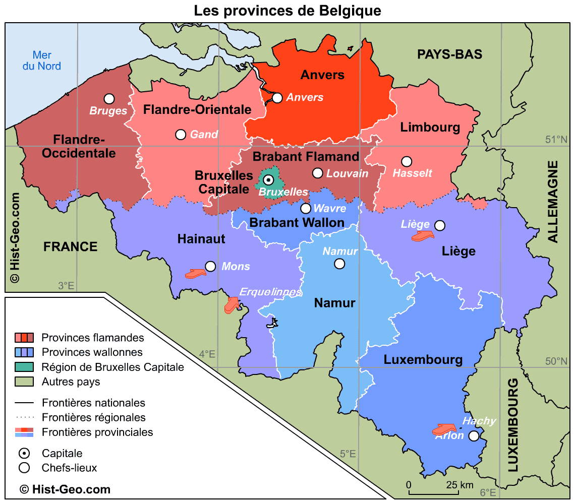 Provinces Belge Carte