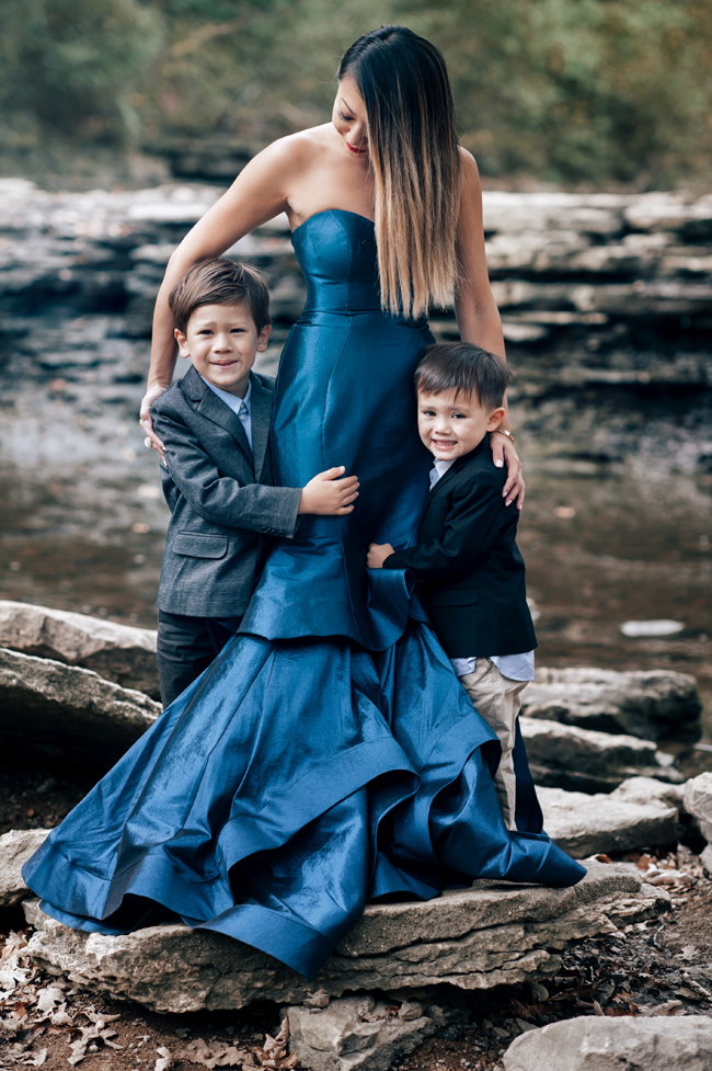 Black Tie Dress, Alyce Paris Dress, Holiday looks for a photo shoot, Mom and Son Photo shoot, Mom and Son what to wear for holiday card