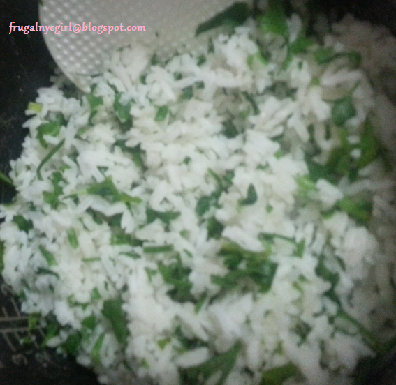 Frugal NYC Girl Cilantro Rice What to do with extra Cilantro