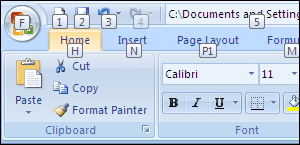 Penekanan ALT Cukup Lama akan Menampilkan Kotak Kecil Shortcut Lanjutan pada Toolbar dan Menu Ribbon Excel 2007