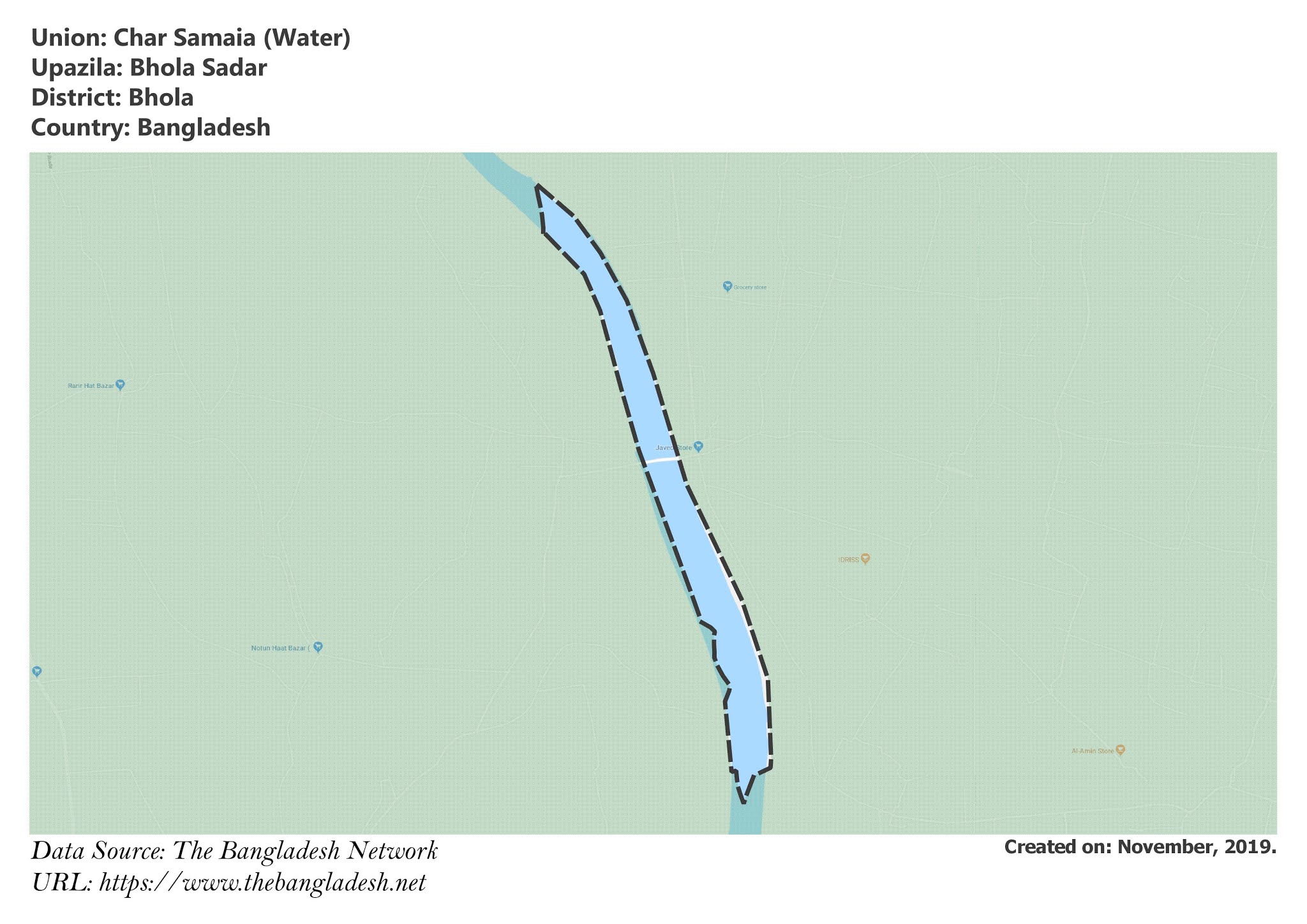 Map of Char Samaia of Bhola, Bangladesh.
