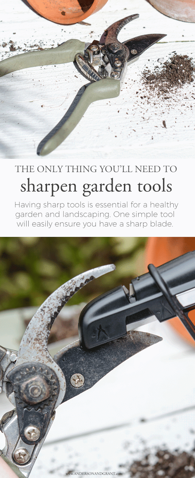 Keeping your garden tools sharp is important for the health of your garden and landscaping.   Find out about one simple gadget you can use to effortlessly maintain a sharp blade. #gardentools #usefultools #gardening #helpfultips