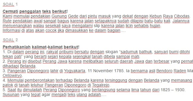 Contoh Soal Langkahlangkah penulisan teks cerita ulang