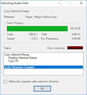 EAC extract audio data screenshot.