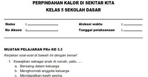 Soal Ulangan Harian Kelas 5 Sd Tema 6 Subtema 2 Sekolahdasar Net