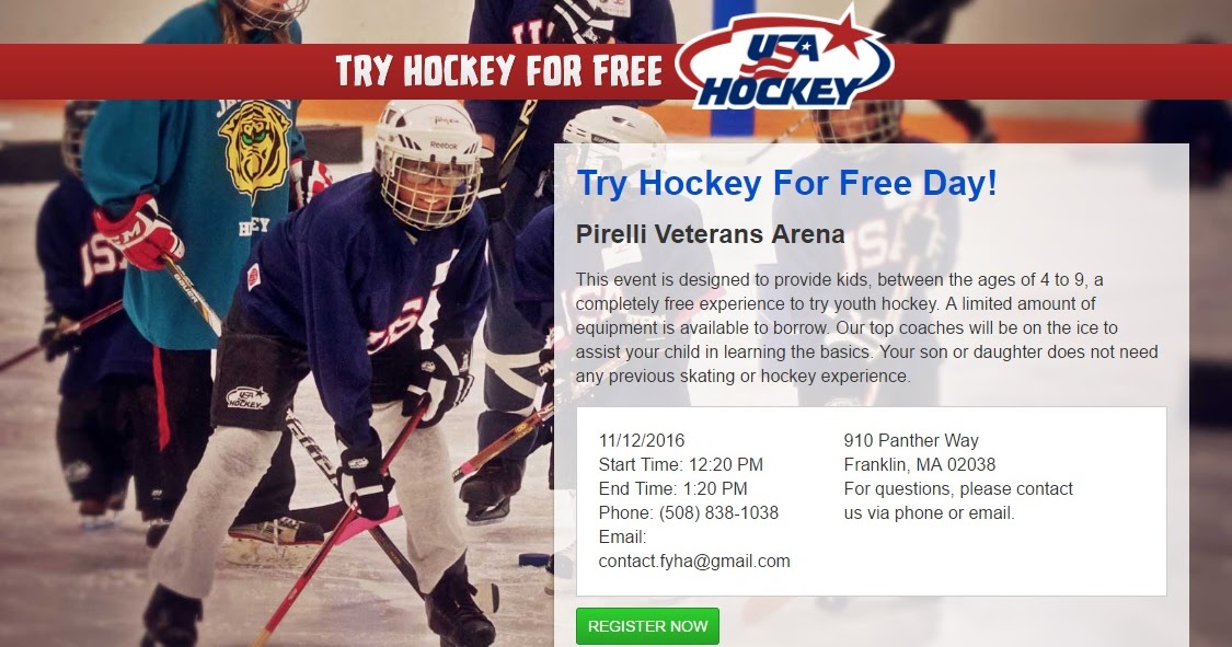 Franklin Matters Franklin Youth Hockey Try Hockey for Free Saturday, Nov 12