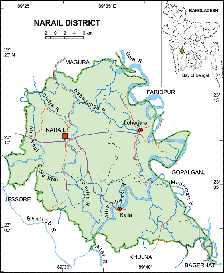 Narail District Map Bangladesh
