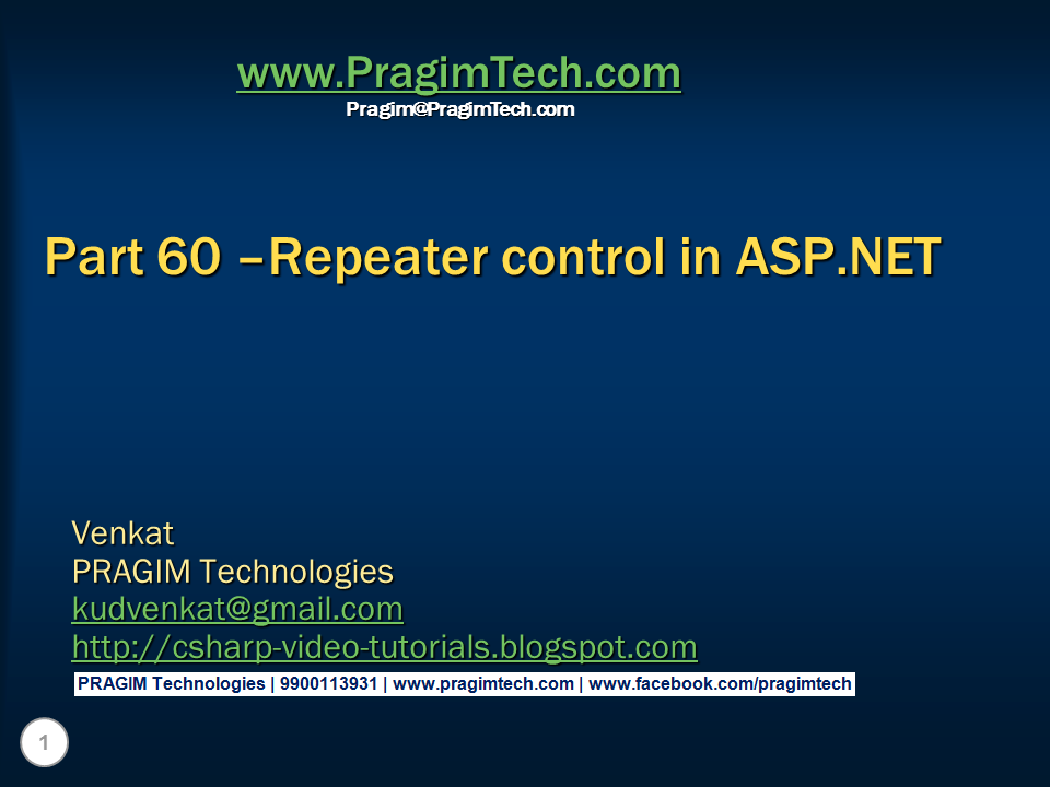 Sql server, and c video tutorial Part 60 Repeater control in