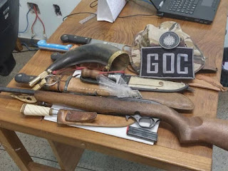 Armas apreendidas com suspeitos de caçar javalis no DF (Foto: Polícia Militar/Divulgação)