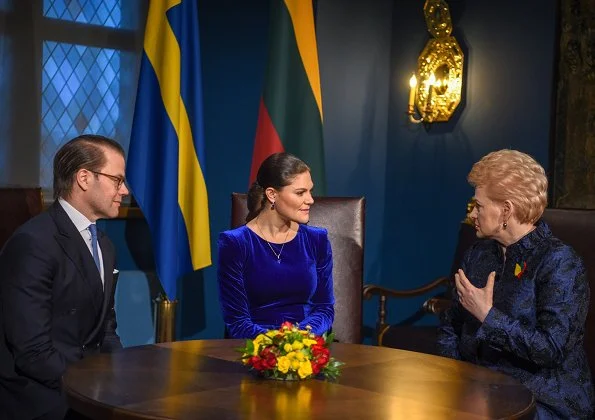 Crown Princess Victoria wore IDA-SJOSTEDT double breasted coat. Lithuania's President Dalia Grybauskaitė. Lithuania celebrates 100th anniversary