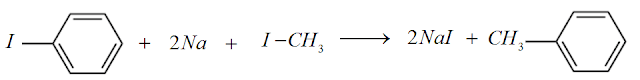sintese wurtz iodeto fenila iodeto metila sodio metilbenzeno
