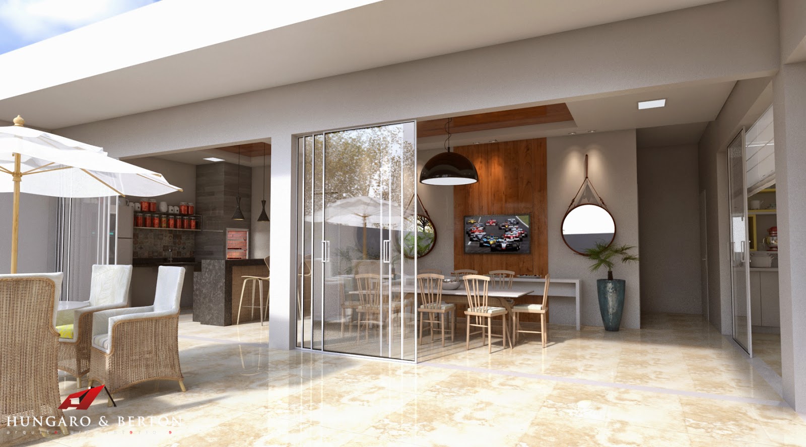 Arquitetura e Interiores: Cozinha Integrada Área de Lazer
