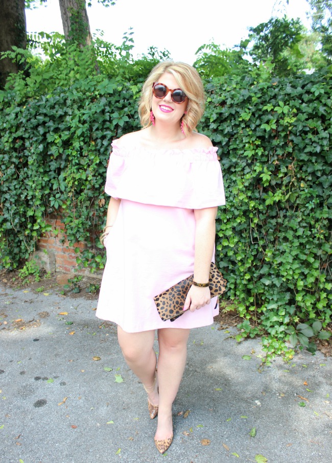Affordable pink off the shoulder H&M dress