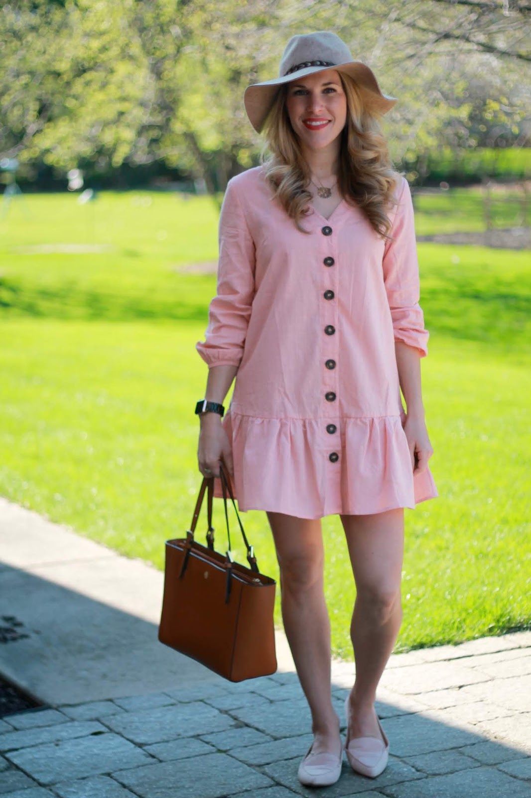 Pink Button Down Dress
