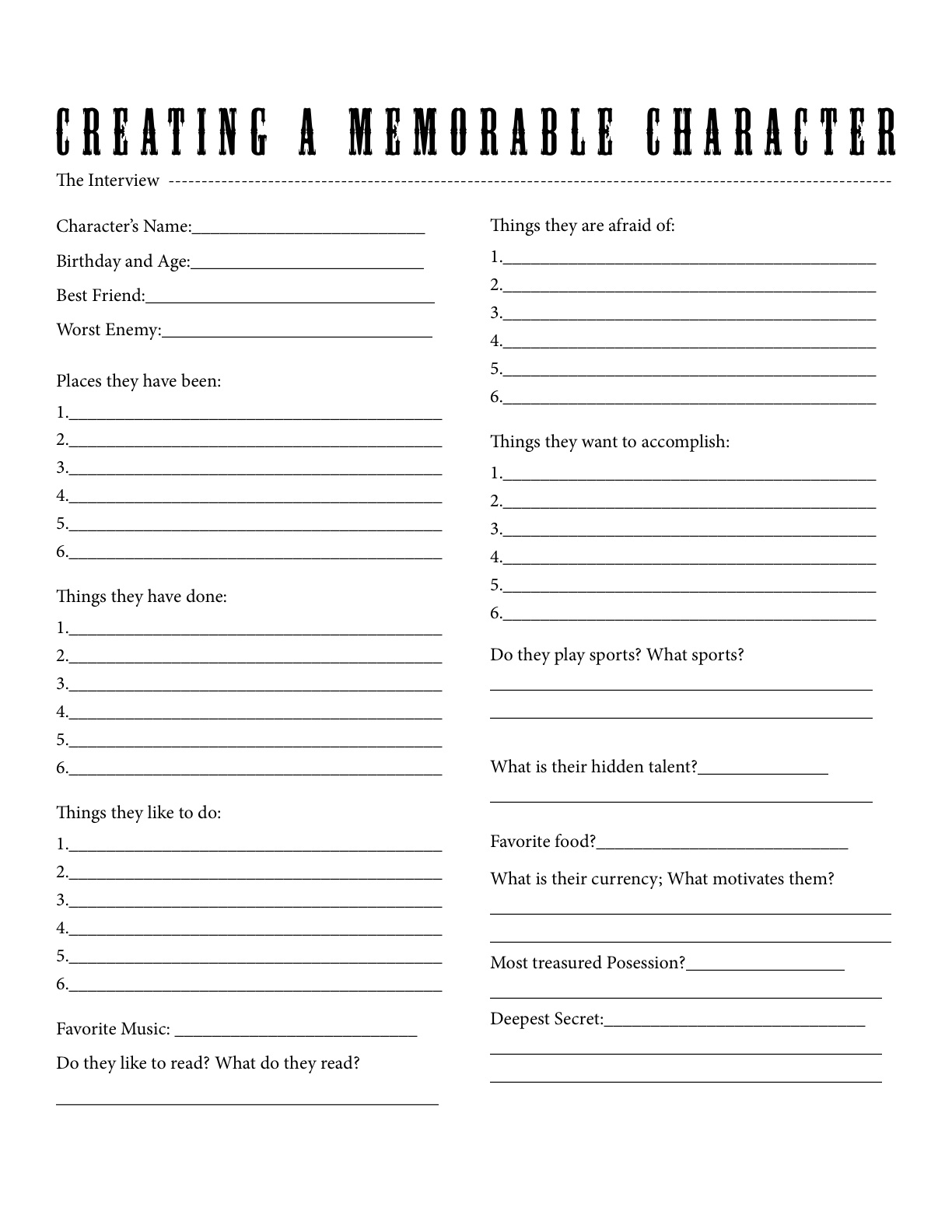 Chinook Update Lee White s Character Questionnaire